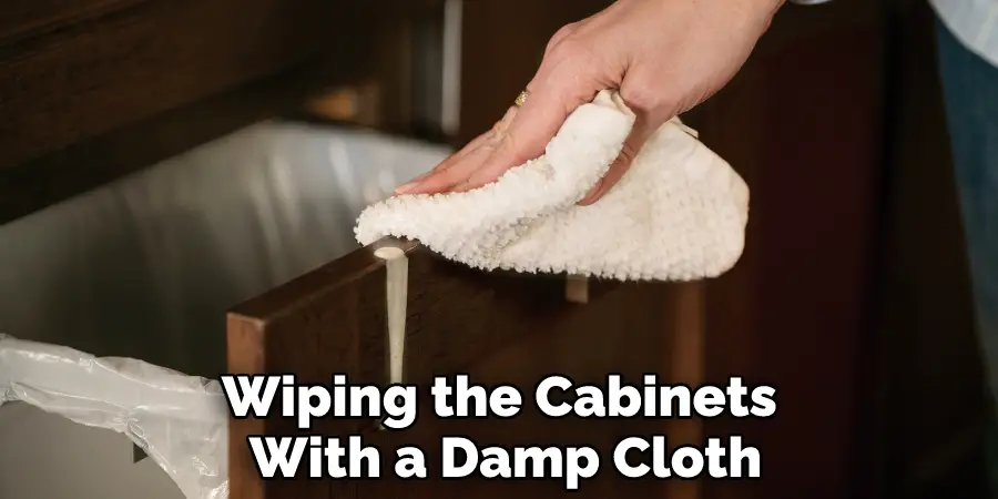 Wiping the Cabinets With a Damp Cloth