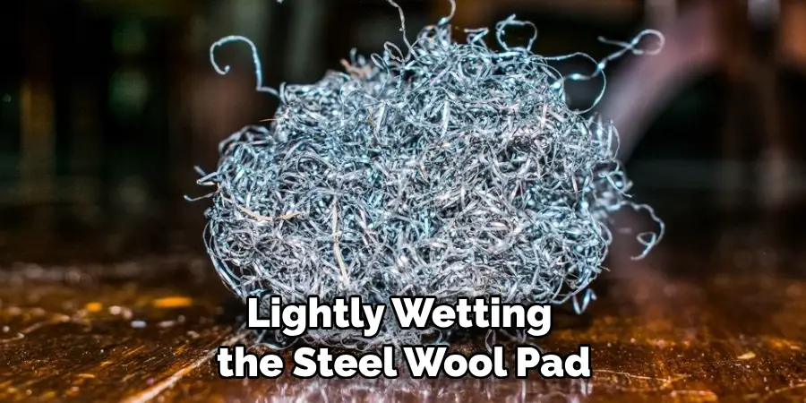Lightly Wetting the Steel Wool Pad