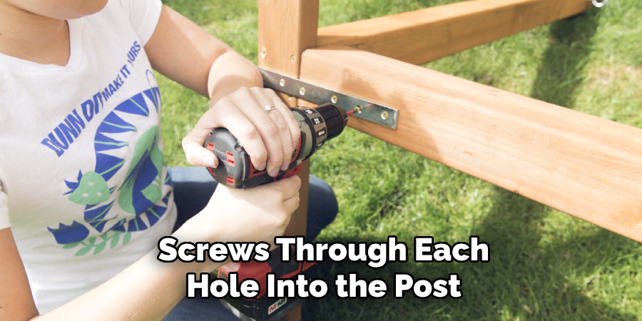 Screws Through Each Hole Into the Post