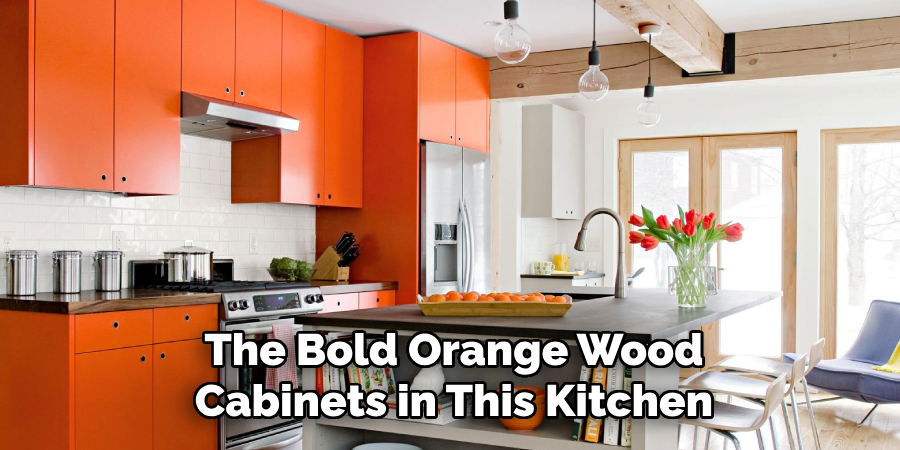 The Bold Orange Wood Cabinets in This Kitchen