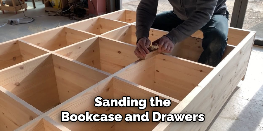 Sanding the Bookcase and Drawers